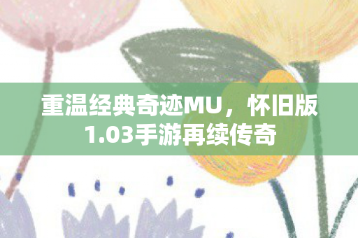 重温经典奇迹MU，怀旧版1.03手游再续传奇