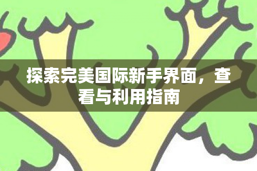 探索完美国际新手界面图片