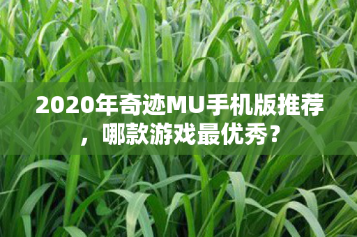 2020年奇迹MU手机版推荐，哪款游戏最优秀？