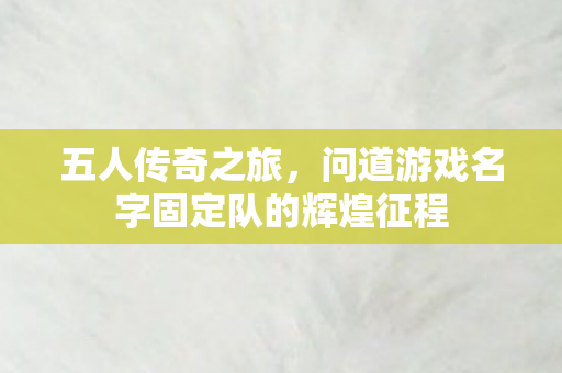 问道游戏名字固定队的辉煌征程图片