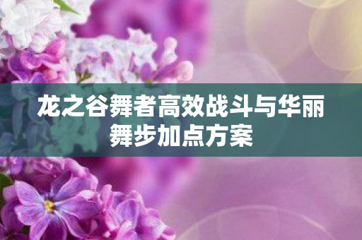 龙之谷舞者高效战斗与华丽舞步加点方案图片