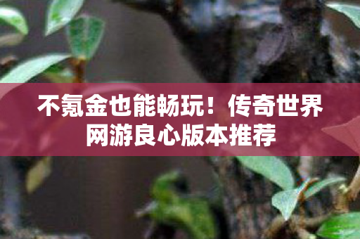 传奇世界网游良心版本推荐图片