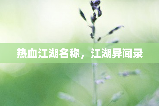 热血江湖名称,江湖异闻录 热血江湖名称,江湖异闻录