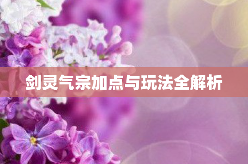 剑灵气宗加点与玩法全解析图片