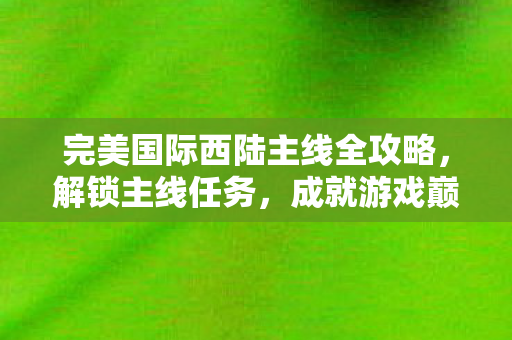 完美国际西陆主线全攻略图片