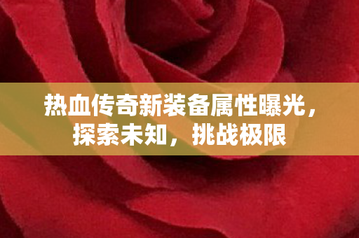 热血传奇新装备属性曝光图片