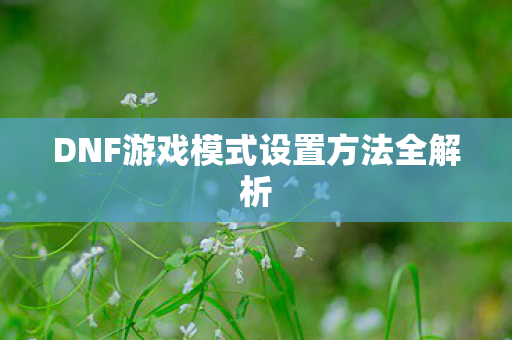 DNF游戏模式设置方法全解析图片