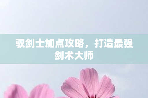 驭剑士加点攻略,打造最强剑术大师 驭剑士加点攻略,打造最强剑术大师