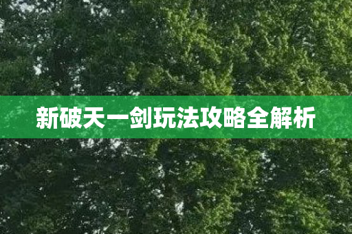 新破天一剑玩法攻略全解析图片