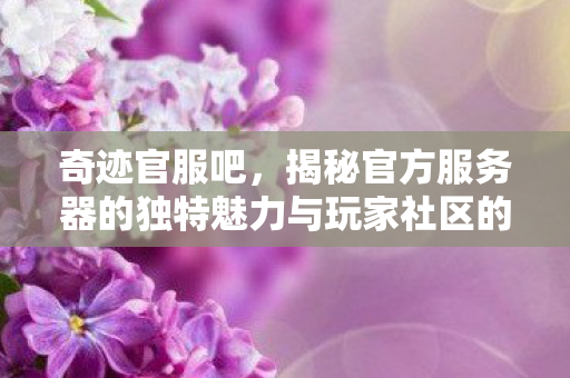 奇迹官服吧,揭秘官方服务器的独特魅力与玩家社区的无限热情 奇迹官服吧,揭秘官方服务器的独特魅力与玩家社区的无限热情