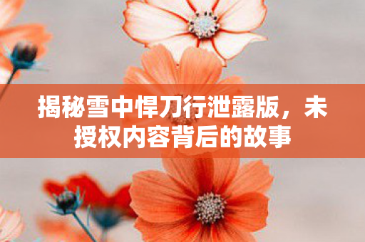 揭秘雪中悍刀行泄露版图片