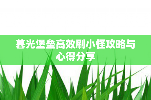 暮光堡垒高效刷小怪攻略与心得分享 暮光堡垒高效刷小怪攻略与心得分享