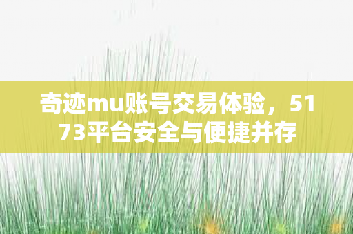 奇迹mu账号交易体验,5173平台安全与便捷并存 奇迹mu账号交易体验,5173平台安全与便捷并存
