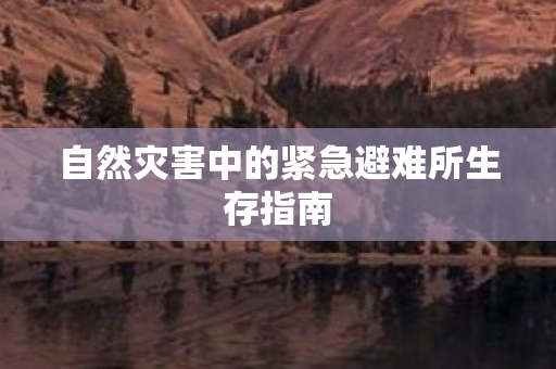 自然灾害中的紧急避难所生存指南 自然灾害中的紧急避难所生存指南