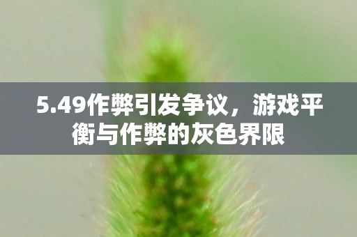 游戏平衡与作弊的灰色界限图片