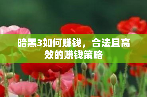 暗黑3如何赚钱,合法且高效的赚钱策略 暗黑3如何赚钱,合法且高效的赚钱策略