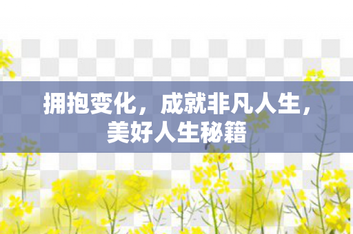 拥抱变化,成就非凡人生,美好人生秘籍 拥抱变化,成就非凡人生,美好人生秘籍