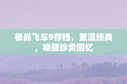 极品飞车9存档,重温经典,唤醒珍贵回忆 极品飞车9存档,重温经典,唤醒珍贵回忆