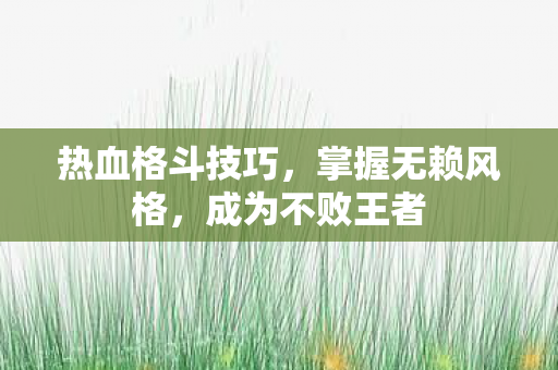 热血格斗技巧，掌握无赖风格，成为不败王者