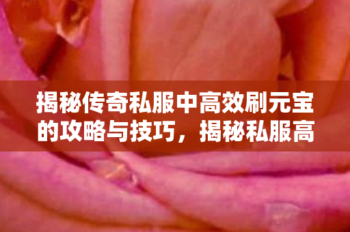 揭秘传奇私服中高效刷元宝的攻略与技巧图片