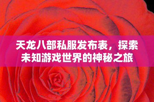 天龙八部私服发布表，探索未知游戏世界的神秘之旅