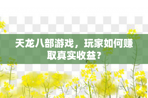 天龙八部游戏,玩家如何赚取真实收益? 天龙八部游戏,玩家如何赚取真实收益?