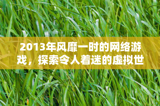 2013年风靡一时的网络游戏,探索令人着迷的虚拟世界 2013年风靡一时的网络游戏,探索令人着迷的虚拟世界