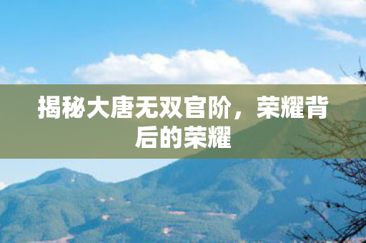 揭秘大唐无双官阶，荣耀背后的荣耀