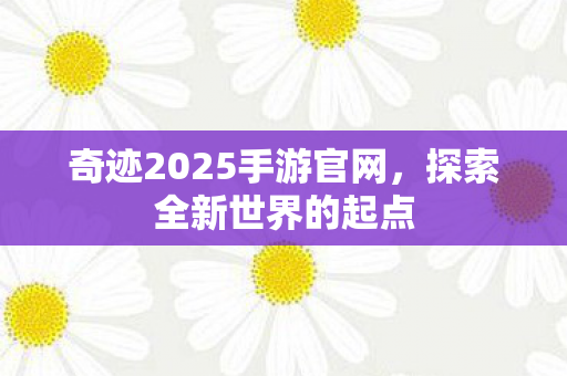 奇迹2025手游官网,探索全新世界的起点 奇迹2025手游官网,探索全新世界的起点