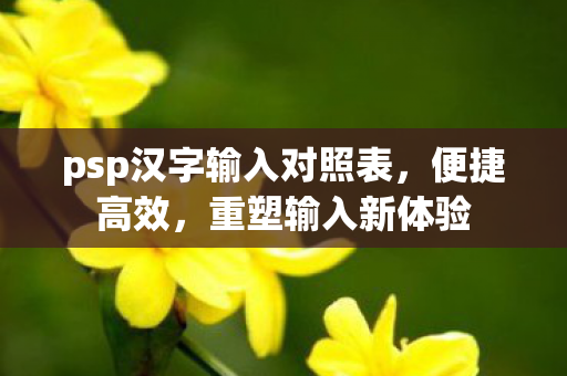 psp汉字输入对照表,便捷高效,重塑输入新体验 psp汉字输入对照表,便捷高效,重塑输入新体验