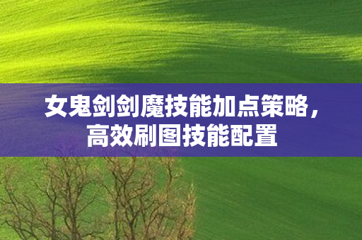 女鬼剑剑魔技能加点策略图片