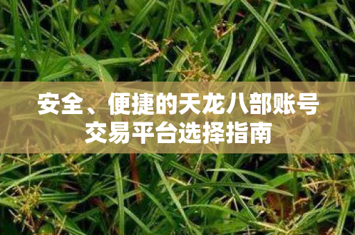 安全、便捷的天龙八部账号交易平台选择指南 安全、便捷的天龙八部账号交易平台选择指南