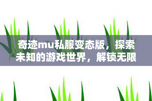 奇迹mu私服变态版，探索未知的游戏世界，解锁无限可能！