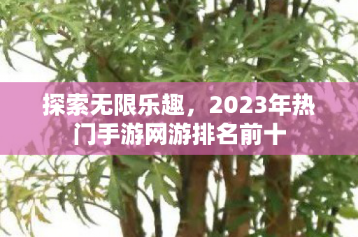 2023年热门手游网游排名前十图片