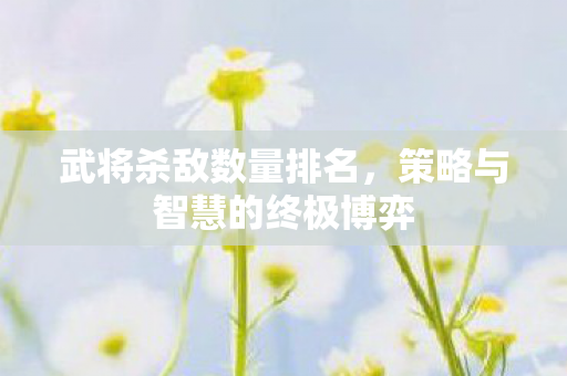 武将杀敌数量排名,策略与智慧的终极博弈 武将杀敌数量排名,策略与智慧的终极博弈
