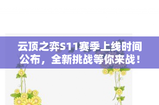 云顶之弈S11赛季上线时间公布图片