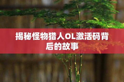 揭秘怪物猎人OL激活码背后的故事图片