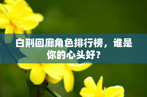 白荆回廊角色排行榜图片