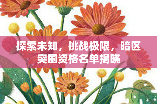 探索未知,挑战极限,暗区突围资格名单揭晓 探索未知,挑战极限,暗区突围资格名单揭晓