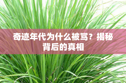 奇迹年代为什么被骂图片