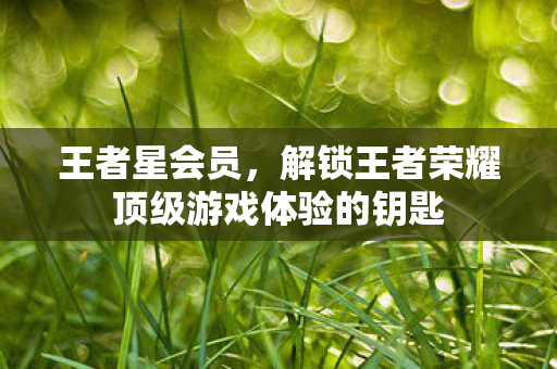 王者星会员,解锁王者荣耀顶级游戏体验的钥匙 王者星会员,解锁王者荣耀顶级游戏体验的钥匙