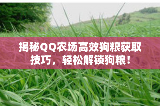 揭秘QQ农场高效狗粮获取技巧图片
