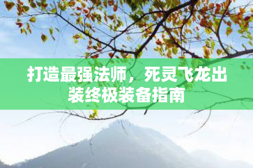 死灵飞龙出装终极装备指南图片