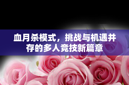 挑战与机遇并存的多人竞技新篇章图片