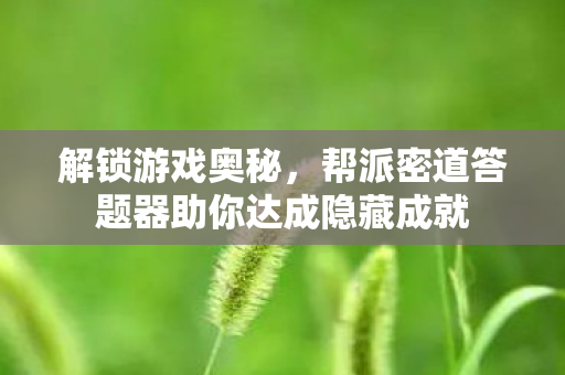 帮派密道答题器助你达成隐藏成就图片