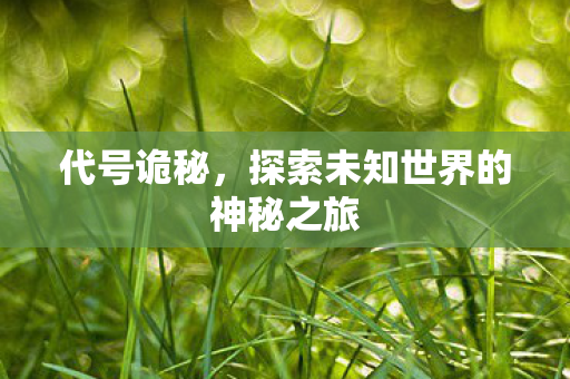 代号诡秘，探索未知世界的神秘之旅