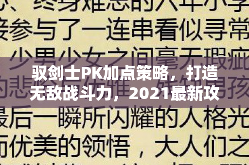 驭剑士PK加点策略图片