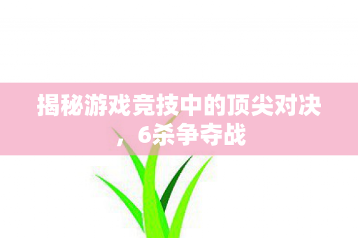 揭秘游戏竞技中的顶尖对决,6杀争夺战 揭秘游戏竞技中的顶尖对决,6杀争夺战
