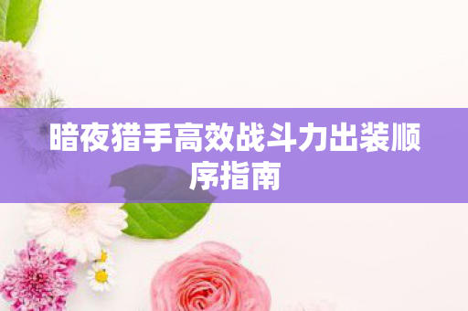 暗夜猎手高效战斗力出装顺序指南