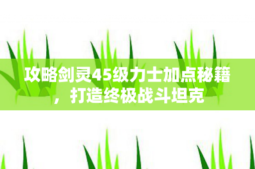 攻略剑灵45级力士加点秘籍图片